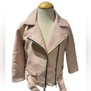 Girls pink Zara Kids Pleather Faux Leather Jacket Coat, Girls Size 6